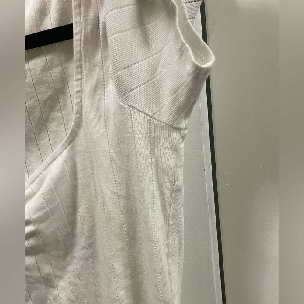 Sezane White Short Sleeve Ribbed Scoop Neck Tee - Picture 6 of 13